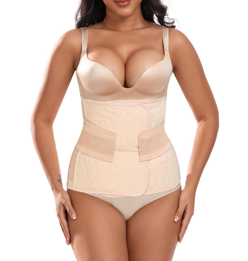 [Australia] - Abdominal Binder Post Surgery Postpartum Belly Band Belly Wrap Hernia Belt Stomach Compression Wrap C-Section,Nude,L Nude For waistline 32"-38",L 
