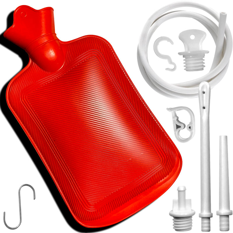 [Australia] - 2 Quart Home Enema Bag Kit with Hose Enema Tips and Controllable Water Flow Clamp- Enema Bag for Colon Cleansing Enemas（Red） Red 