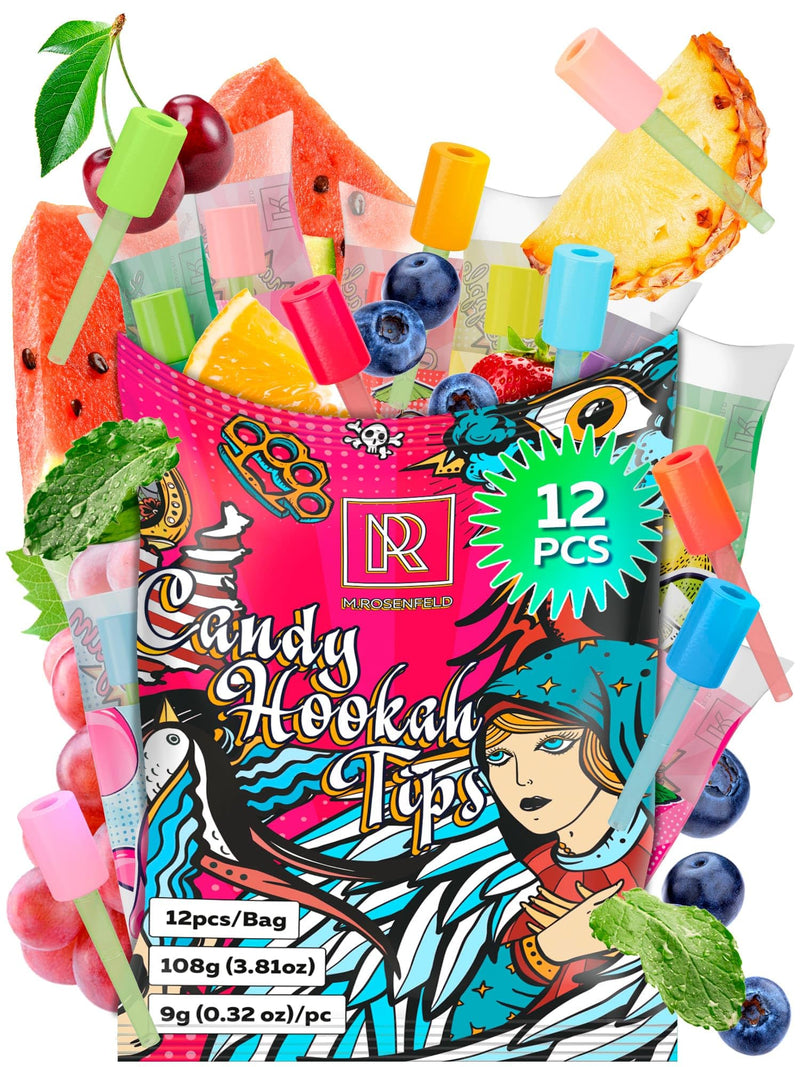 [Australia] - Candy Hookah Tips - 12 pcs Glow in The Dark Jolly Tips - Individually Wrapped Hookah Tips Lollipop Shisha Accessories - 12 Different Hookah Candy Tips Delicious Flavors - Hookah Tips Disposable 12 Pcs Different Flavors 