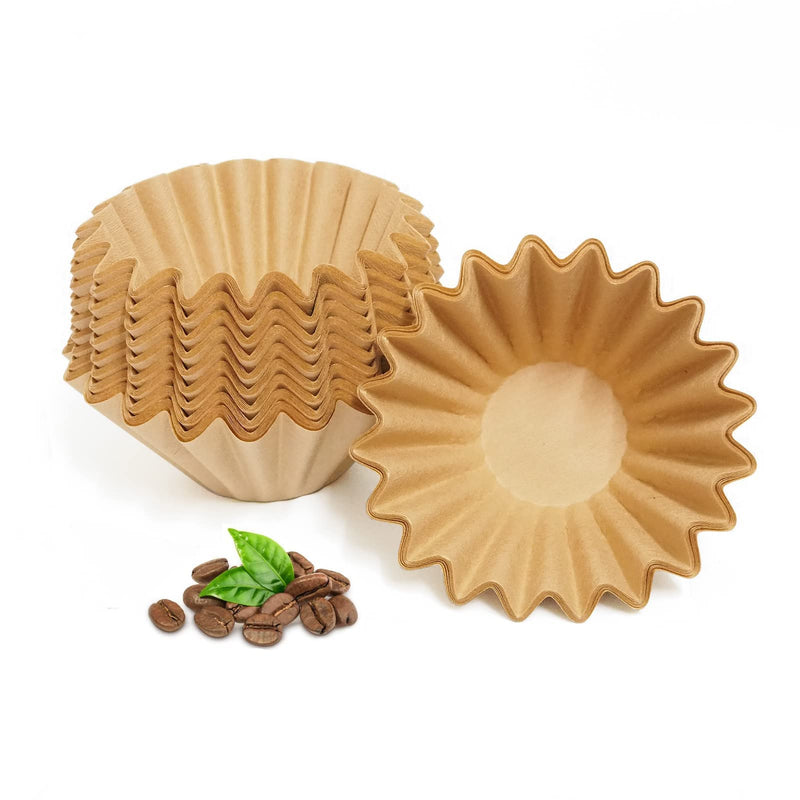 [Australia] - 2-5 Cup Coffee Filters, Pack of 100 Unbleached Coffee Filters 5 Cup, Thicken Natural Coffee Filter Basket for Commercial, Home Coffee Maker, Pour Over Coffee Kit (Brown, W02) Brown 