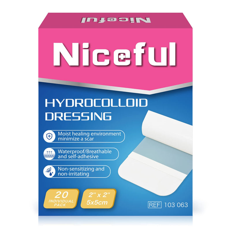 [Australia] - 20 Packs Hydrocolloid Bandages 2x2, HSA FSA Eligible, Small Hydrocolloid Gel Bandages for Wounds, Wound Healing Bed Sore Bandages 2"x2"(20 Dressings) 