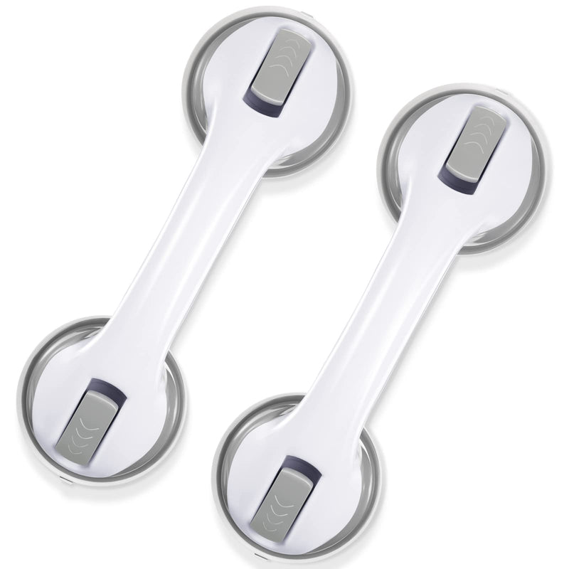 [Australia] - Grab Bars for Shower, 12 Inch Shower Handle Strong Suction Shower Grab Bar for Shower Chair Stool, Bathroom Safety Bar for Seniors, Elderly (2 Pack) 2 Suction Cups Gray 