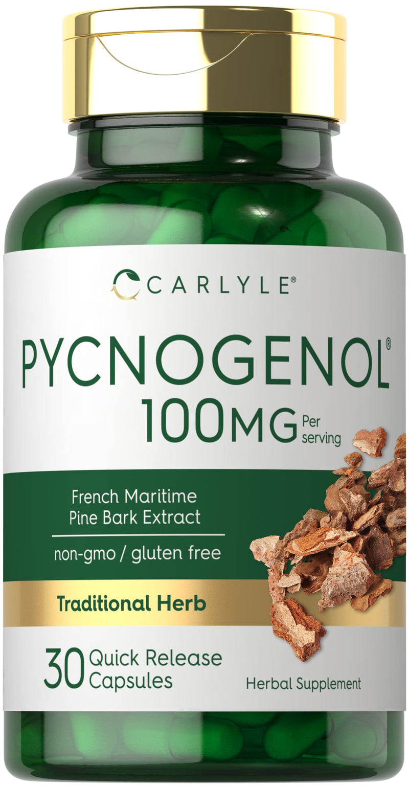 [Australia] - Carlyle Pycnogenol 100 mg | 30 Capsules | Non-GMO and Gluten Free Formula | French Maritime Pine Bark Extract Supplement 