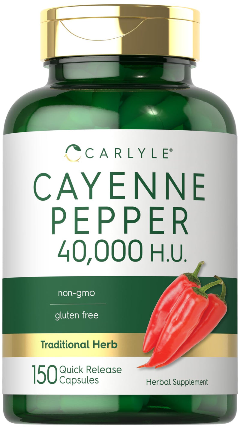 [Australia] - Carlyle Cayenne Pepper Capsules | 40,000 HU | Non-GMO and Gluten Free Supplement 