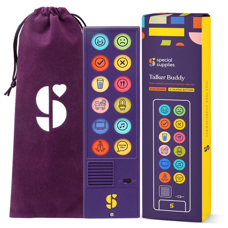 [Australia] - Special Supplies AAC Communication Device for Speech Therapy, Talker Buddy Communication Device for Non Verbal Kids & Adults, Autism Talking Aids for Home or School, Communication Device W/Travel Bag 