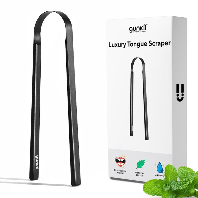 [Australia] - Tongue Scraper, Tongue Cleaner for Adults and Kids, Fights Bad Breath, Metal Tongue Scraper, Great for Oral Care, Oral Hygiene, Ayurveda Tongue Scraper, Hygiene Luxury Black Tongue Scraper. (1 Pack) 1 Pack 