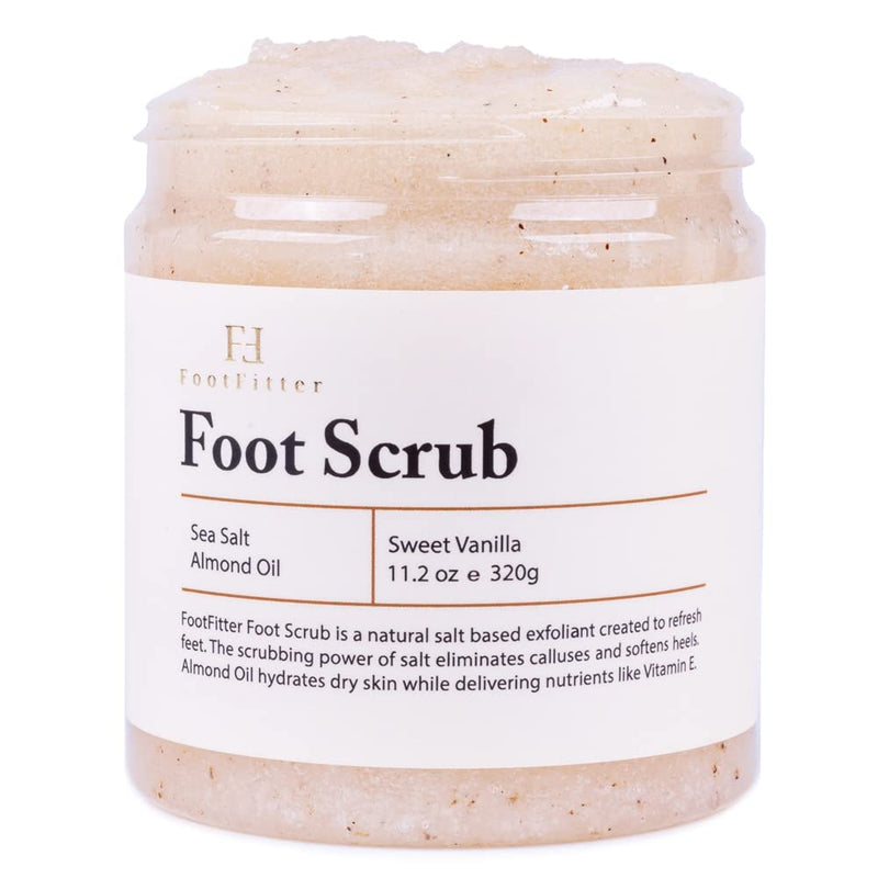 [Australia] - FootFitter Natural Foot Scrub with Sea Salt, Deep Exfoliating Foot Care for Dry Skin, Calluses, and Cracked Heels, Smooths Dry Feet (Made in Germany) Sweet Vanilla Scent 