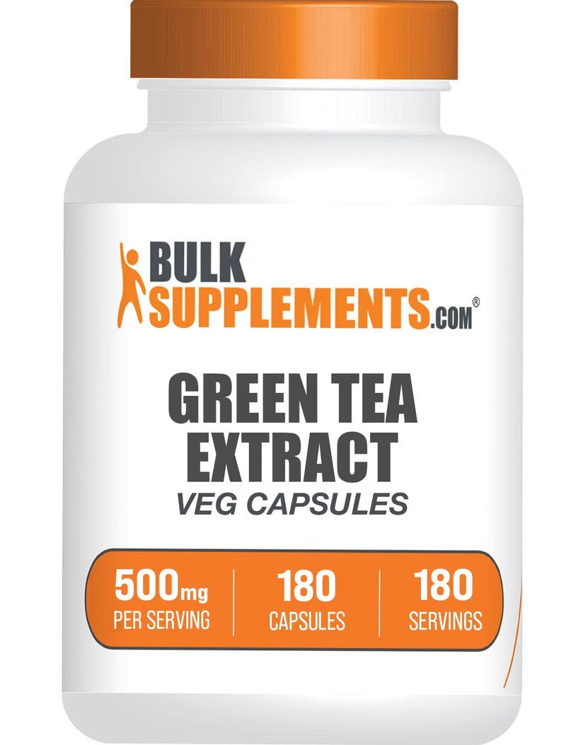 [Australia] - BulkSupplements.com Green Tea Extract Capsules - with 50% EGCG - EGCG Supplements - Green Tea Supplement - 1 Green Tea Capsules per Serving - Green Tea EGCG - Green Tea Pills (180 Veg Capsules) 180 Count (Pack of 1) 