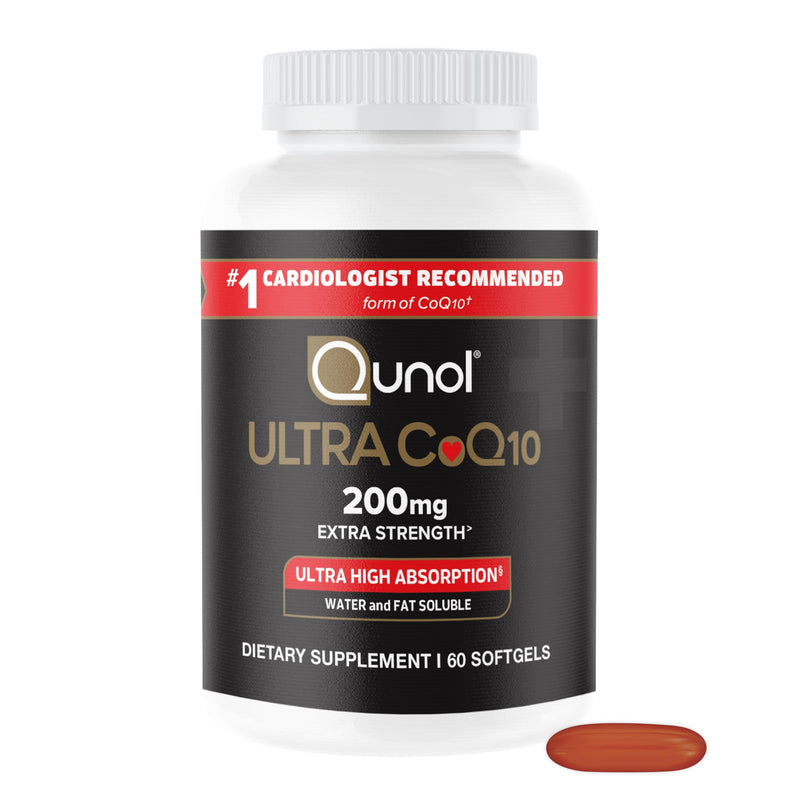 Qunol Ultra CoQ10 200mg, Ultra-High Absorption, Antioxidant, 60 Softgels | #1 Cardiologist Recommended Supplement for Heart Health, Coenzyme Q10 Supplement to support Vascular Health & Cellular Energy Unflavored 60 Count (Pack of 1)