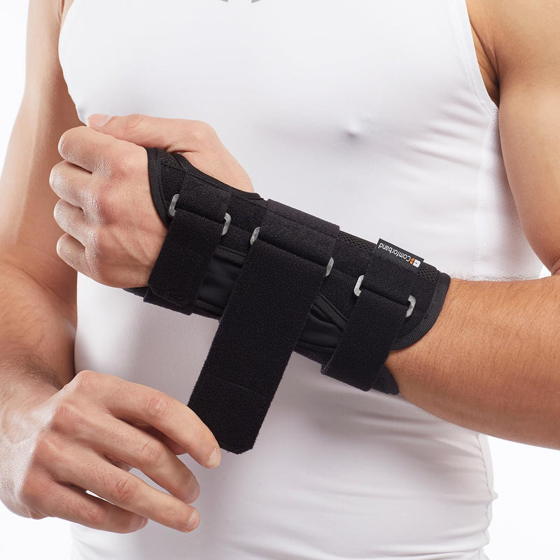 Deluxe 3-Strap Wrist Brace – Adjustable Support for Carpal Tunnel, Fractures, Tendonitis, and Post-Op Recovery – Lightweight, Breathable Design for Day and Night Use (S/M, Left hand) S/M