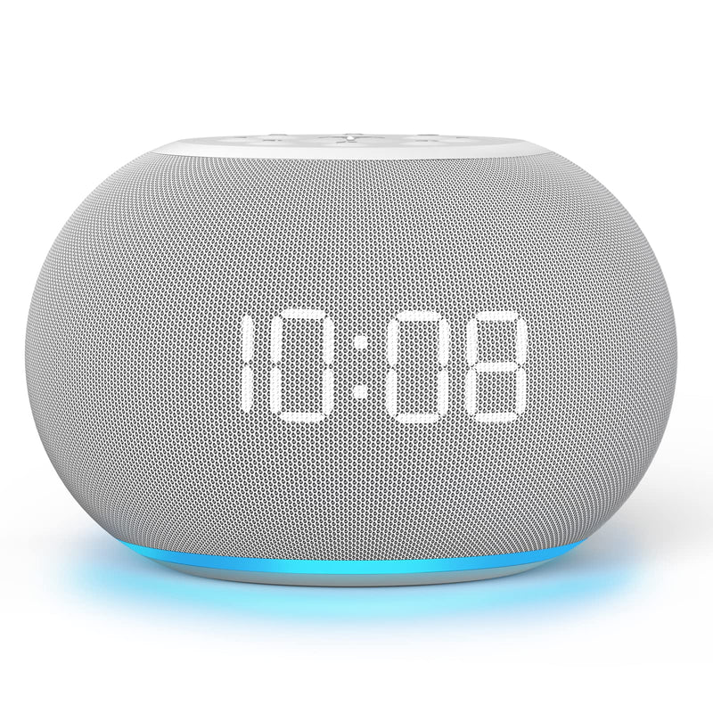 [Australia] - Reacher Auto-Dimmable Sound Machine Alarm Clock with Night Light, 20 Soothing Sounds, LED Digital Display, Sleep Timer, Precise Volume Control, White Noise Soother for Baby, Adults, Bedrooms A-grey 