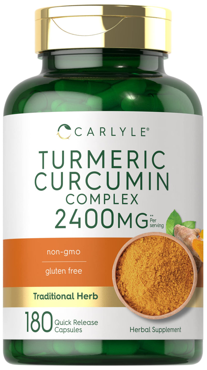 [Australia] - Carlyle Turmeric Curcumin Supplement 2400mg | 180 Powder Capsules | Herbal Complex | Non-GMO, Gluten Free Formula 