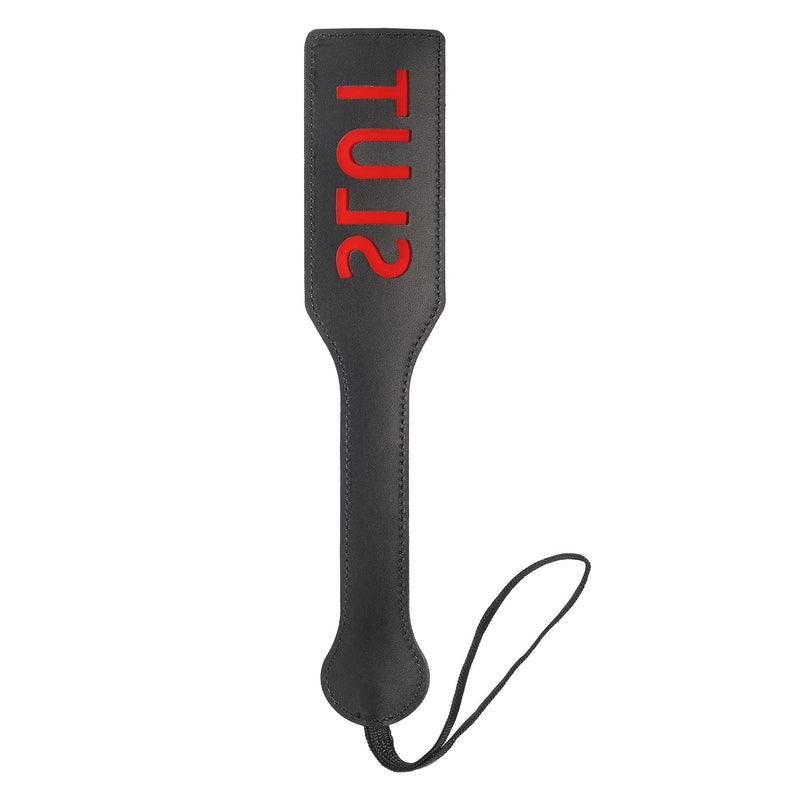 [Australia] - Slut Spanking Paddle, 12.6inch Faux Leather Paddles for Adults BDSM Play, Black Slut-black 