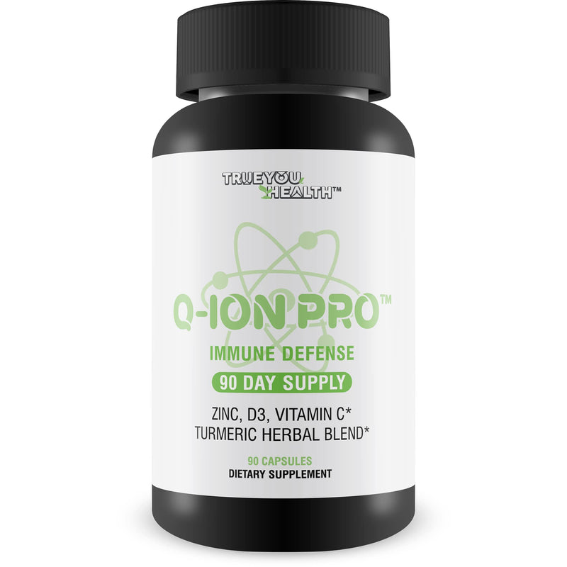 Q-Ion Pro - Immune Defense Formula - 90 Day Supply - Natural Immune Support Supplement - Promote Healthy Immune Response & Immune System - High in Antioxidants - Vitamin C, Vitamin D3, Zinc, Turmeric