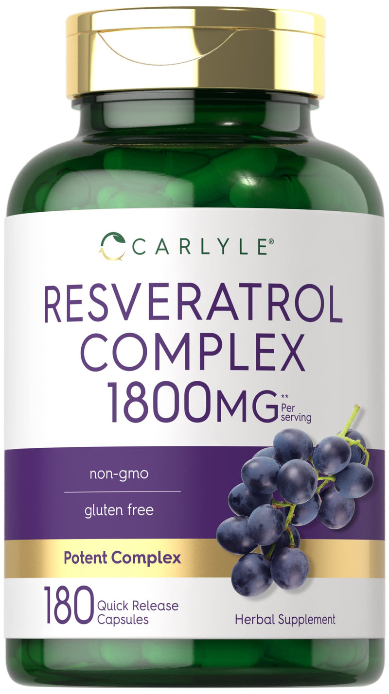 [Australia] - Carlyle Resveratrol Supplement 1800mg | 180 Capsules | Non-GMO & Gluten Free | Potent Complex 