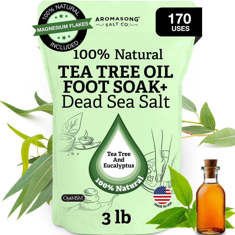 [Australia] - Aromasong Tea Tree Foot Soak with Magnesium Flakes and Dead Sea Foot Soaking Salts - Pedicure Tea Tree oil foot Soak for Dry Cracked Feet-Athlete's Callus Remover- Eliminates Odor- Packaging may vary 3 Pound (Pack of 1) 