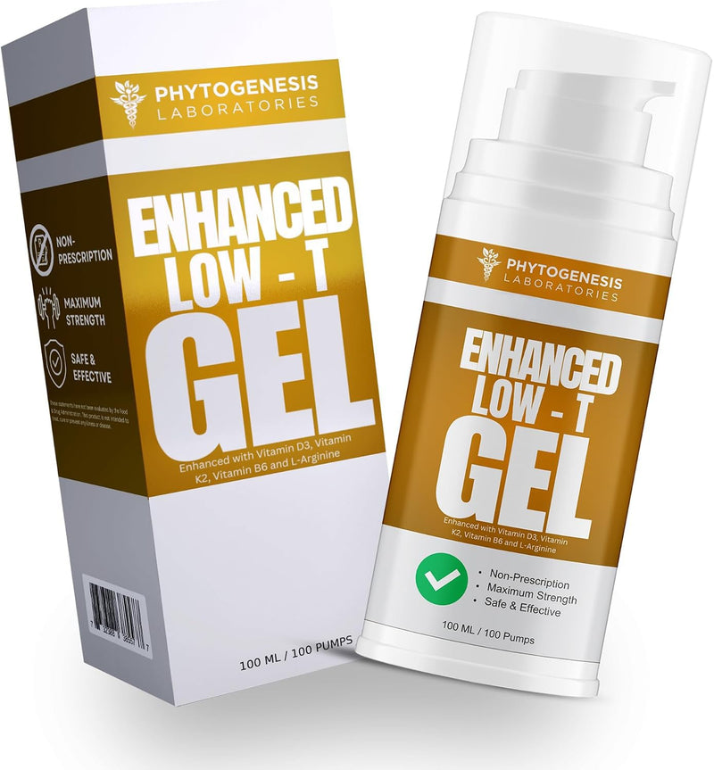 Phytogenesis Enhanced Men’s Wellness Gel, Low T Support for Men | T Booster, Muscle Recovery, Energy Booster, Healthy Aging, Vitamins D3, K2, B6 & L-Arginine