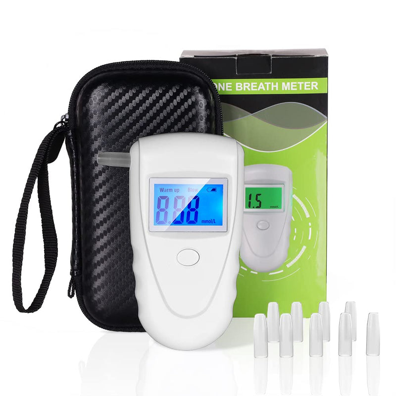 [Australia] - Ketone Breath Tester, Ketosis Meter, Keto Breathalyzer with 10pc Mouthpieces(mmol/L Display Units) Black-a 