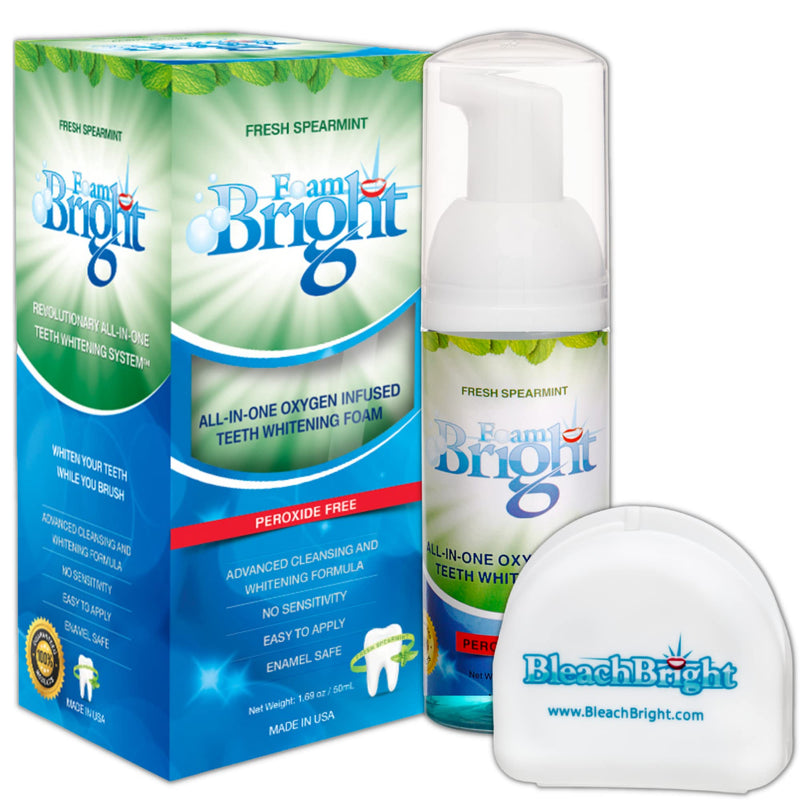 [Australia] - Retainer Cleaner & Aligner Cleaner FoamBright, Great for Invisalign, Teeth Whitening Foam, Candid, Byte, Denture Whitener Toothpaste & Braces Cleaning Peroxide Free Oral Care Replaces Tablets, Paste 1 Unit Pack With Case 