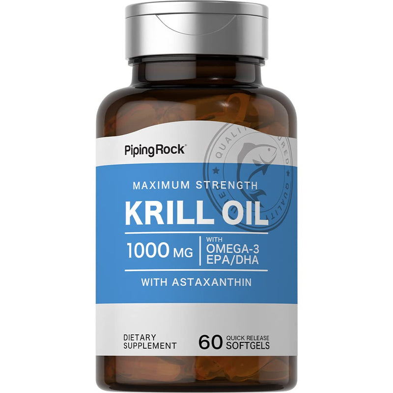 [Australia] - Piping Rock Krill Oil 1000 mg Softgels | 60 Count | with Omega 3, EPA, DHA | Non-GMO, Gluten Free 