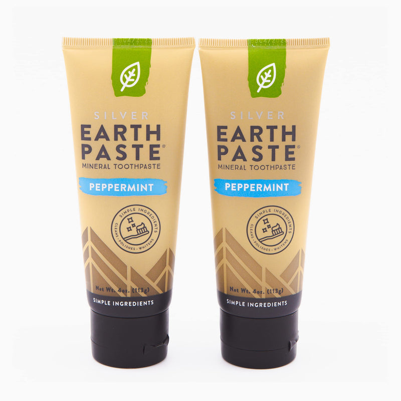 Redmond Earthpaste w/Silver – Natural Non-Fluoride Toothpaste, 2 Pack (Peppermint) Peppermint 4 Ounce (Pack of 2)