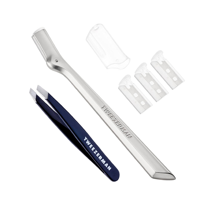 [Australia] - Tweezerman Exclusive Eyebrow Razor & Evening Blue Mini Slant Tweezer 