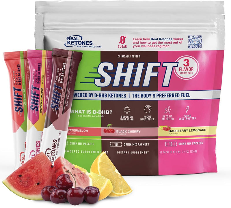 [Australia] - Real Ketones BHB Exogenous Ketones Drink Mix Packets Keto Electrolytes Powder Packets No Sugar with 4 Main Fasting Electrolytes Plus Hydrating Patented Keto BHB - 30 Count Variety Pack Flavor Variety Pack 