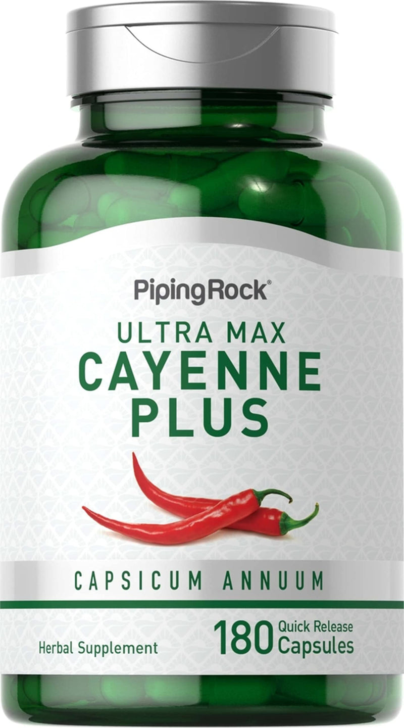 [Australia] - Piping Rock Cayenne Pepper Capsules | 180 Count | Capsicum Annuum | Plus Ginger and Hawthorn Berry | Herbal Supplement | Non-GMO, Gluten Free 