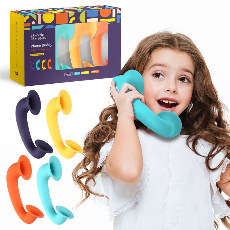 [Australia] - Special Supplies Phone Buddy Auditory Feedback Reading Phones for Classroom, Home Toy Phone Speech Therapy Communication Device for Kids and Adults, Accelerate Reading Fluency W/ 4 Pack Phonic Phones 