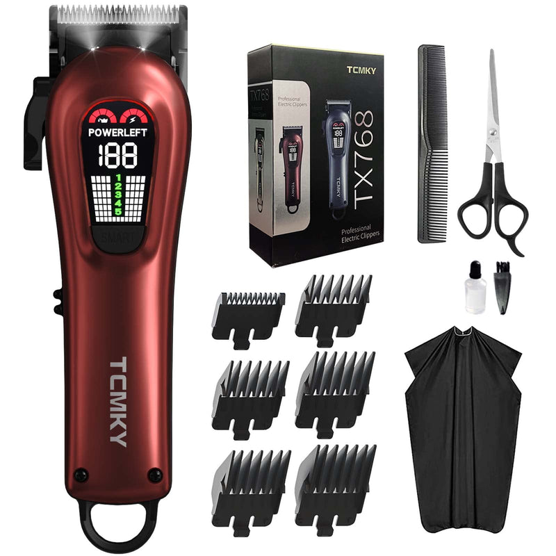 [Australia] - Hair Clippers for Men Professional Clippers for Men Cordless&Corded Barber Clippers for Hair Cutting & Grooming. Rechargeable Hair Trimmer Kit for Household (Red) Red 