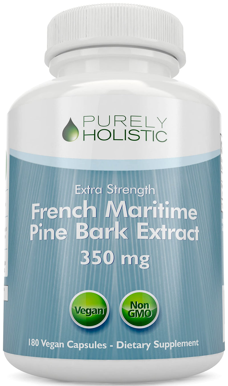 [Australia] - Purely Holistic Pine Bark Extract 350mg 180 Vegan Capsules 95% Proanthocyanidins - French Maritime Pine Bark Extract - Non GMO & Pesticide Free Antioxidant Supplement 