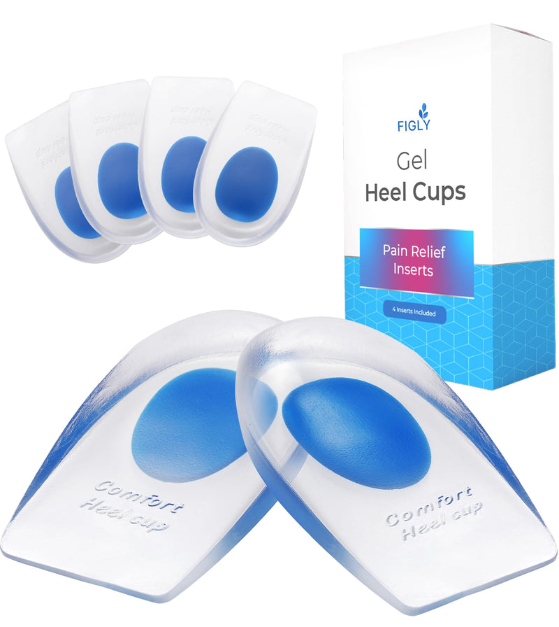 [Australia] - Heel Cushions for Heel Pain Relief (4 Pack) - Gel Heel Cushion Inserts, Gel Heel Cups Heel Pain Relief, Heel Pads Shoes, Heel Support Heel Inserts Men Women Plantar Fasciitis Heel Cup Heel Spur Men 7-13 US 