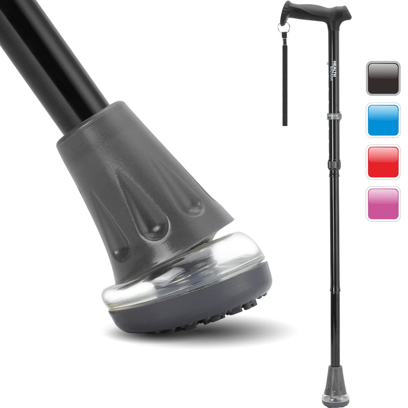 [Australia] - All Terrain Walking Cane for Men & Women, Lightweight, Foldable, Adjustable, Shock Absorption, Collapsible, Air Cushion Cane Tip Walking Stick for Seniors & Adults Original Black 