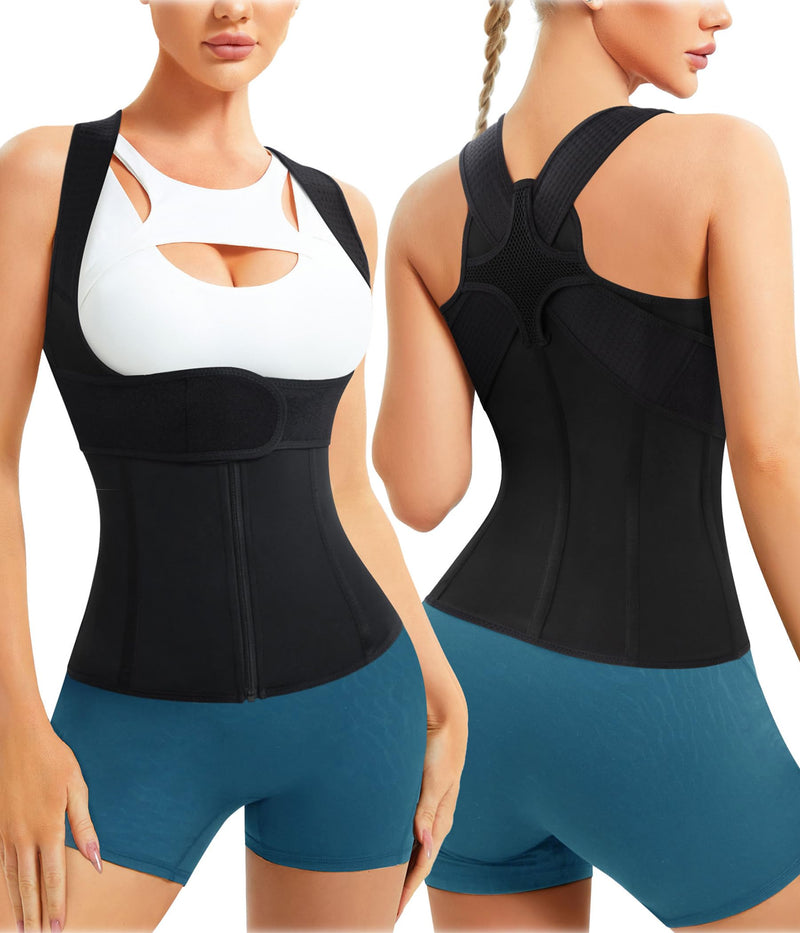 URSEXYLY Back Brace For Women Waist Trainer Vest Back Straightener Adjustable Posture Corrector Spinal Neck Shoulder Support X-Large Black