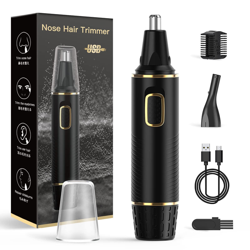 Nose Hair Trimmer for Men, 2025 Painless USB Rechargeable Nose Hair Trimmer, Ear and Nose Hair Trimmer for Men, Professional Facial Hair Trimmer with IPX7 Waterproof Dual Edge Blades Black