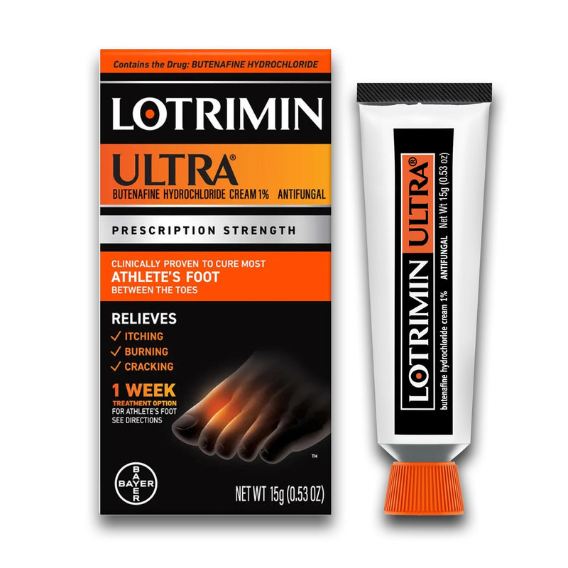 Lotrimin Ultra 1 Week Athlete's Foot Treatment, Prescription Strength Butenafine Hydrochloride 1%, Cures Most Athlete’s Foot Between Toes, Cream, 0.53 Ounce (15 Grams) (Packaging May Vary) 15g