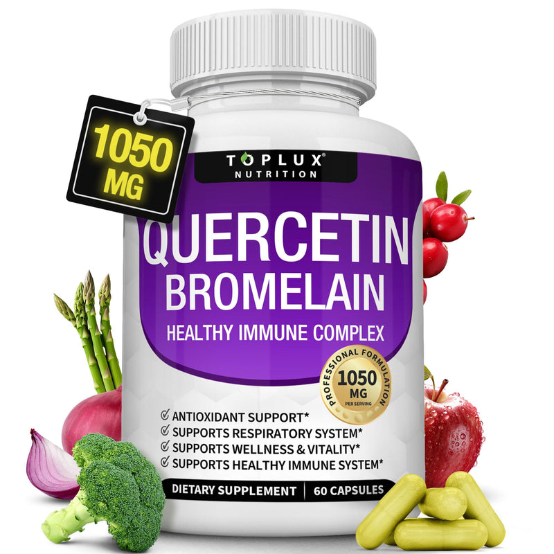 [Australia] - Toplux Quercetin with Bromelain and Zinc 1050mg - Advanced Immune Support Supplement, Supports Antioxidant, Immune System, for Men Women, 60 Capsules V1 
