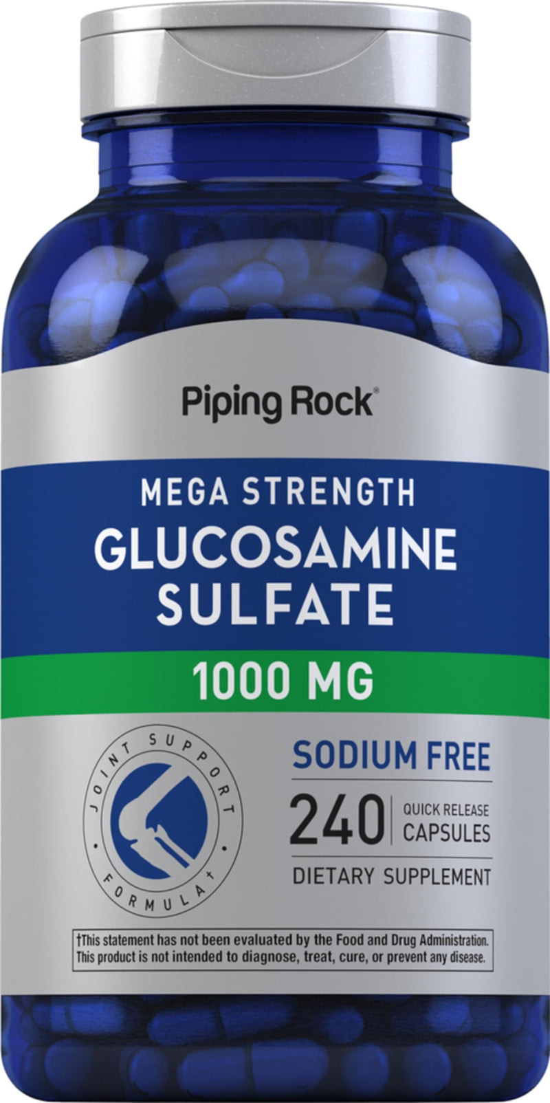 [Australia] - Piping Rock Glucosamine Sulfate 1000mg | 240 Capsules | Mega Strength | Joint Formula | Sodium Free | Non-GMO, Gluten Free Supplement 