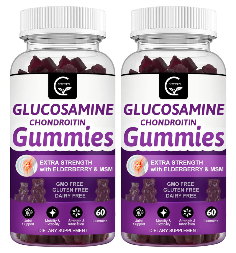 [Australia] - Glucosamine Chondroitin Gummies with MSM & Elderberry Extra Strength - Joint Support, Antioxidant Immune Support Supplement for Adults, Men & Women - 60 Chondroitin Gummies (2 Pack) 60 Count (Pack of 2) 