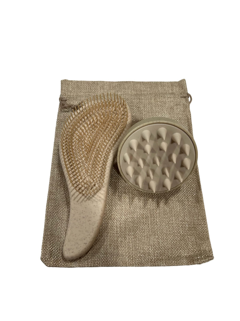 [Australia] - Eco-Friendly Detangler Brush w/Scalp Massager| Anit-Knot for Smooth & Frizz-Free Hair| Wet & Dry Scalp Exfoliator w/Soft Silicone Bristles| Dandruff Removal & Hair Growth (KHAKI) Khaki 