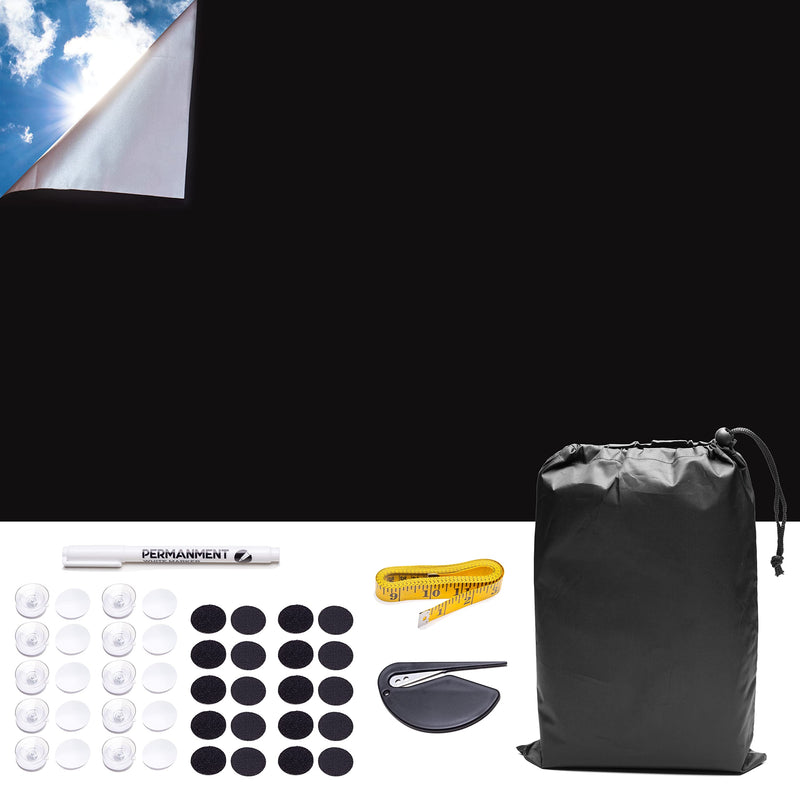 [Australia] - Portable Blackout Curtains 118x58 Shades - 100% Black Out Window Inserts, Temporary Home Blinds Nursery Baby Bedroom No Drill Curtain Cut to Size Sun Light Blocker Velcro & Suction Cups Room & Travel 