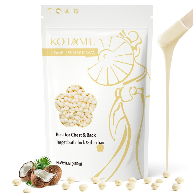 [Australia] - KOTAMU Hard Wax Beads for Hair Removal - 1lb Sensitive Skin Thick Hair Formula for Full Body, Face, Chest, Back, Leg, Bikini Brazilian Waxing - Wax Refill for Women and Men Off-white 16 Ounce (Pack of 1) 
