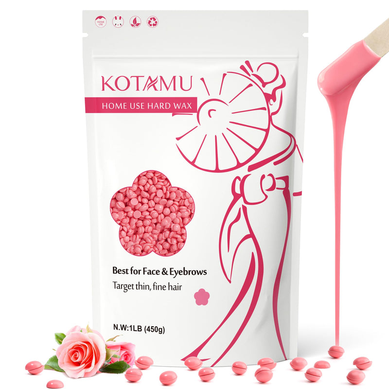 [Australia] - KOTAMU Wax Beads for Hair Removal - Professional Waxing for Sensitive Skin, Targets Thin Fine Hair, 1lb Pink Beads Ideal for Home Waxing Face, Eyebrows, Chin, Body, Legs, Arms, Underarm, Bikini 16 Ounce (Pack of 1) 