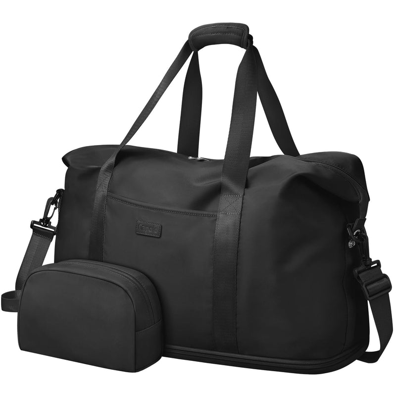 Expandable Travel Duffle Bag Weekender Overnight Bags for Women Men | 32L Duffel Bag,Waterproof Carry on Bag,Hospital Bag for Labor Delivery,With Toiletry Bag,Gym,Airplane Travel Black X-Large