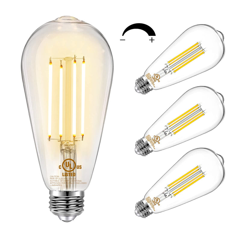 [Australia] - DAYBETTER 4 Pack Vintage LED Edison Bulbs, E26 Led Bulb 60W Equivalent, Dimmable Led Light Bulbs, High Brightness 800 LM Warm White 2700K, ST58 Antique LED Filament Bulbs, Clear Glass Style for Home 