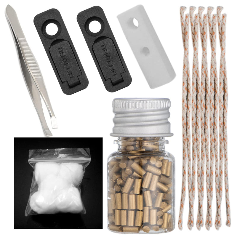 [Australia] - Universal Lighter Replacement Repair Kit Pack for Petrol Gas Fluid Lighter Oil Lighter (200pcs Flint Stone,10pcs Wick,6pcs Cotton,Cotton Felt Pad & 2pcs Rubber Felt Pad,Tweezers)-Gold Gold 