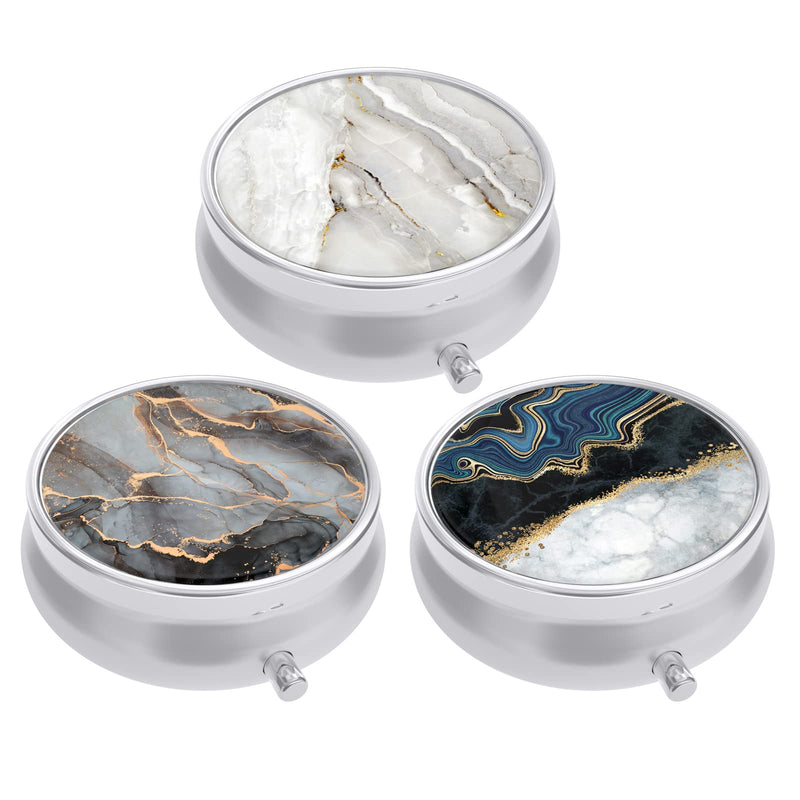 3 Pack Pill Box, Small Pill Case for Purse & Pocket, Cute Travel Medicine Organizer, Portable Medicine Container Holder to Hold Vitamins, Medication, Fish Oil & Supplement, Abstract Art Marble | Cute Travel Medicine Organizer, Portable Medicine Contain...