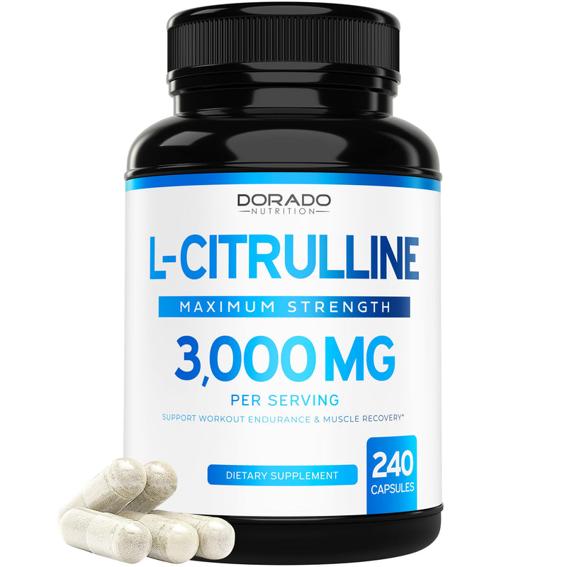 [Australia] - L Citrulline 3000mg Supplement (240 Capsules) Support L Arginine & Nitric Oxide Pills - Stamina, Endurance, Performance for Workouts - NO Supplements for Men - Gluten Free, Non-GMO, Vegan Capsules 