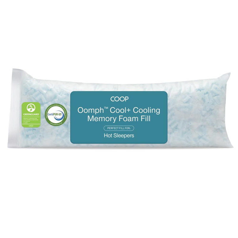 [Australia] - Coop Home Goods Extra Oomph Cool+ Pillow Fill, Gel-Infused, Plus Shaped Memory Foam Filling for More Airflow, Extra Fill Filler for Eden Cool+ Pillows, GREENGUARD Gold & CertiPUR-US Certified Extra Oomph for Cool+ Pillow 