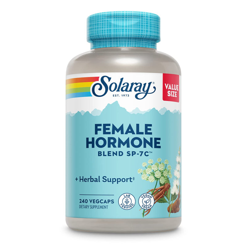 [Australia] - SOLARAY Female Hormone Blend SP-7C, Herbal Support Hormonal Balance for Women with Black Cohosh, Dong Quai, Wild Yam, and More, Vegan, Lab Verified, 60-Day Guarantee, 120 Servings, 240 VegCaps 240 Count (Pack of 1) 